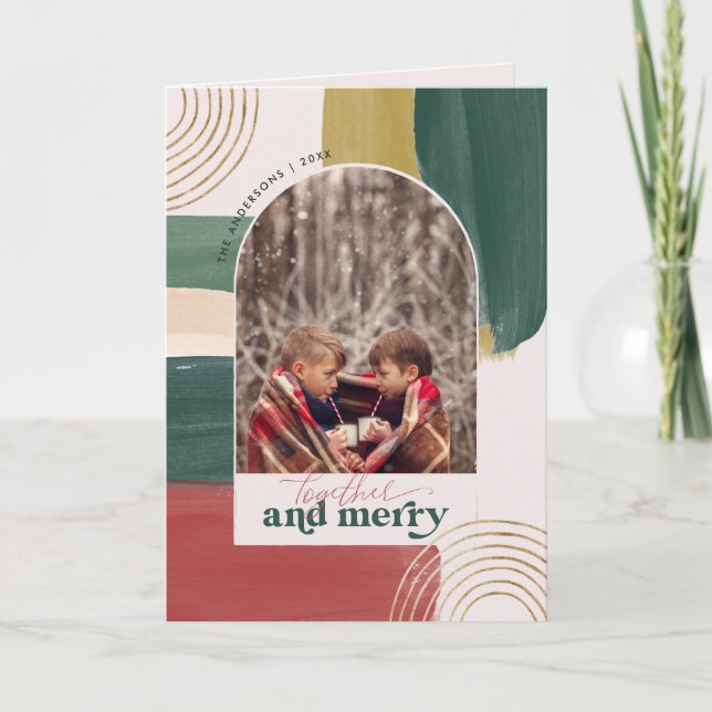 Juntos y alegres | Foto de arco de Navidad moderna (Anverso)