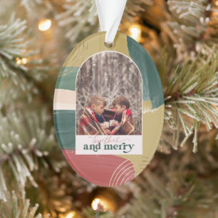 Juntos y alegres Ornamento navideño moderno con