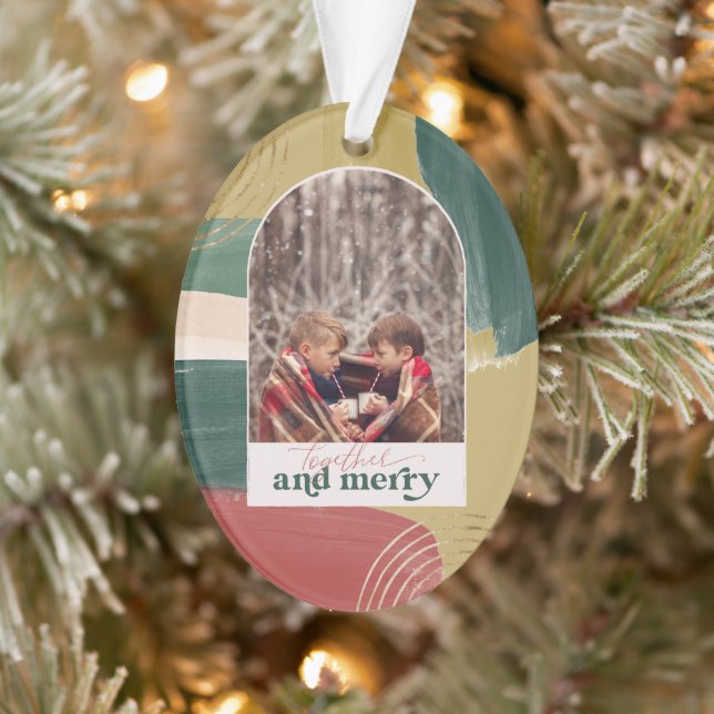 Juntos y alegres | Ornamento navideño moderno con  (Árbol)