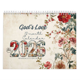 JW El amor de Dios 2026 Calendario Shabby Chic Flo