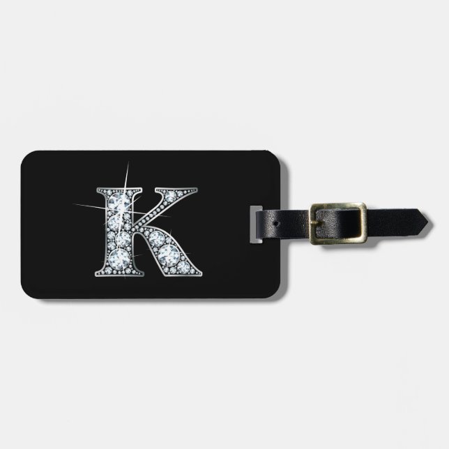 K "Diamond Bling" Etiqueta para Equipaje (Frente Horizontal)