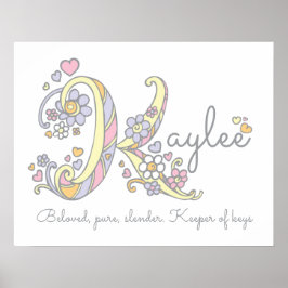 K monograma arte Kaylee chicas significa poster