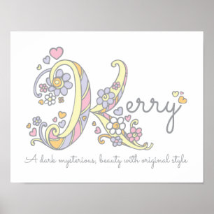 K monograma arte Kerry chicas significa poster