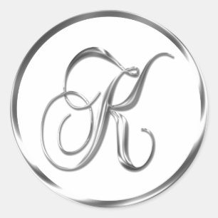 K Monograma Sobre Plata Faux O Sello Favorito