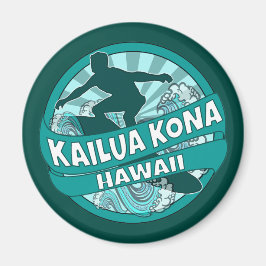 Kailua Kona Hawaii verde azulado imán del logotipo