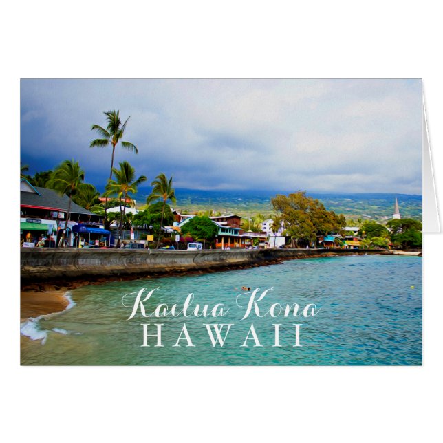 Kailua Kona Pier Hawaii Paint Digital Art Card (Anverso (Horizontal))