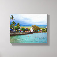 Kailua Kona Pier Hawaii pintura al óleo arte digit