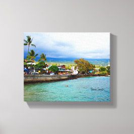 Kailua Kona Pier Hawaii pintura al óleo arte digit