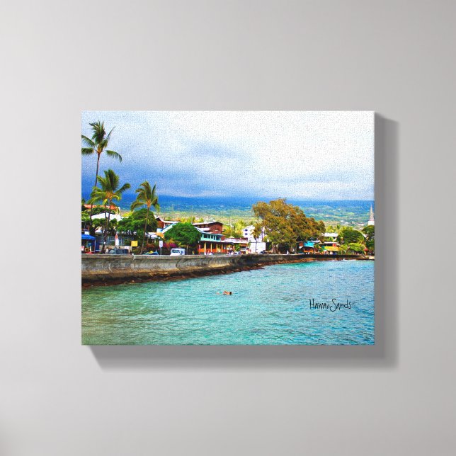 Kailua Kona Pier Hawaii pintura al óleo arte digit (Anverso)