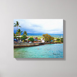 Kailua Kona Pier Hawaii pintura al óleo arte digit
