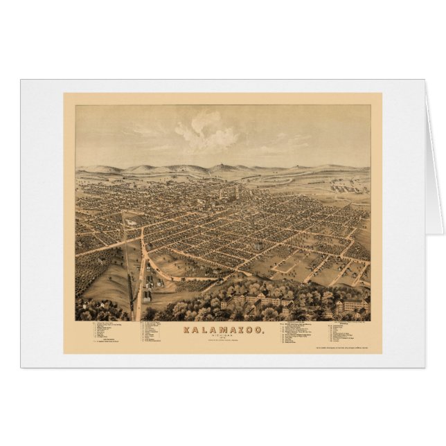 Kalamazoo, mapa panorámico del MI - 1874 (Anverso (Horizontal))
