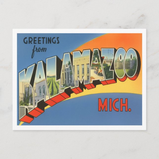 Kalamazoo, postal de las grandes letras de la cose (Anverso)