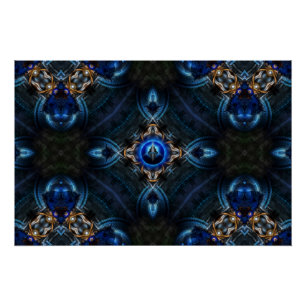 Kaleidoscope Azul dorado x75 Poster perfecto