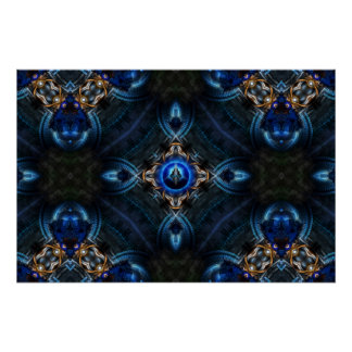 Kaleidoscope Azul dorado x75 Poster perfecto