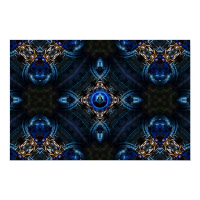 Kaleidoscope Azul dorado x75 Poster perfecto (Anverso)