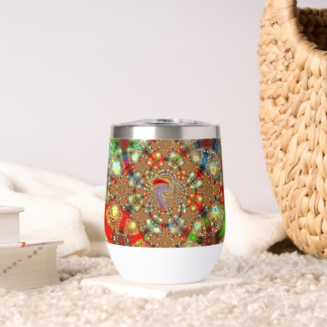 "Kaleidoscope Fury" (11oz.) Stemless Tumbler (Sala de estar (girada))