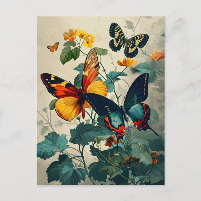 Kaleidoscope mariposa: postal vintage (Anverso)