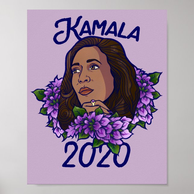 Kamala 2020 Arte violeta morado floral (Frente)