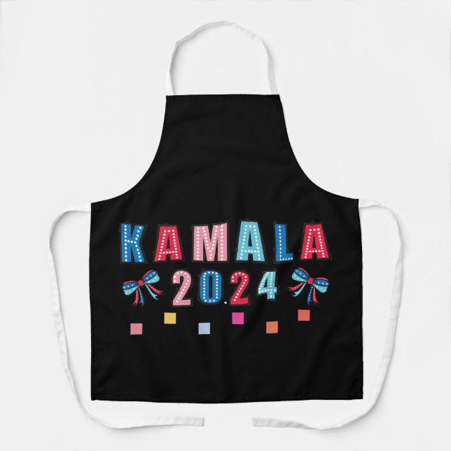 Kamala para 2024. Color negro. Delantal con impres (Anverso)