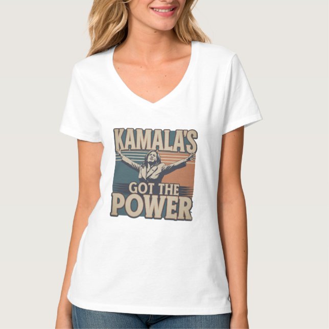 Kamala tiene la camiseta con cuello V con poder gr (Anverso)