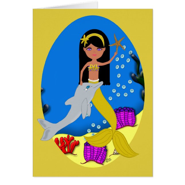 Kamaria, la tarjeta de sirena y delfín (Frente)