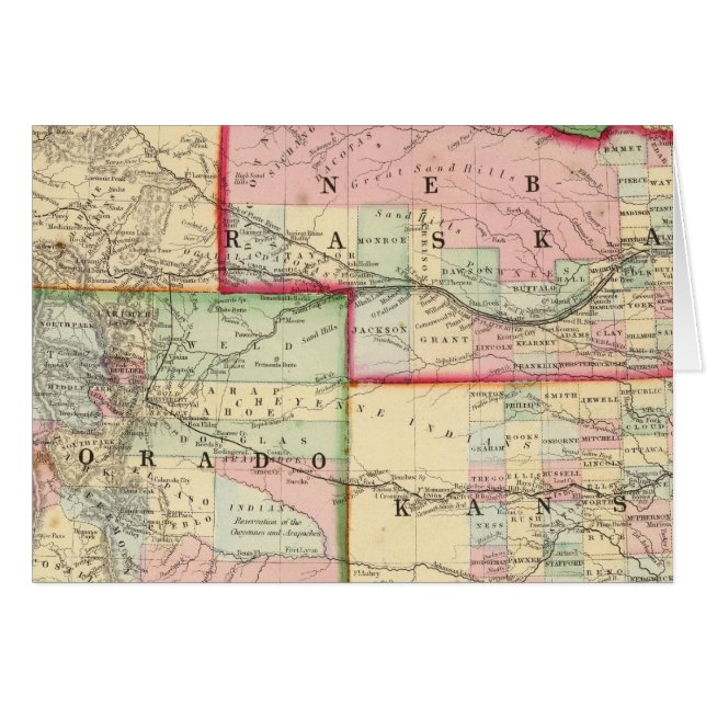 Kan, Neb, Colo Map de Mitchell (Anverso (Horizontal))