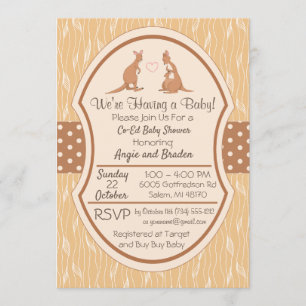 Kangaroo Unisex Invitación a Baby Shower Chico o C