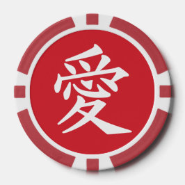 Kanji Love personalizado texto y fichas de póquer