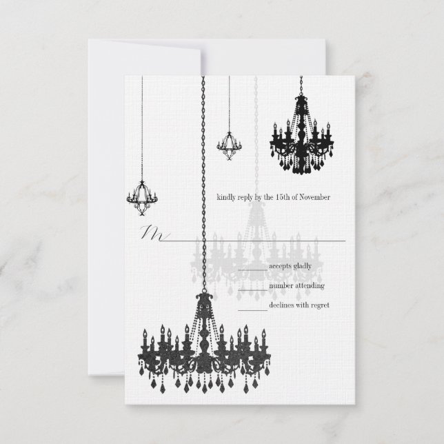 Kanji por Amor 7 Candelabros Negros Boda RSVP (Anverso)