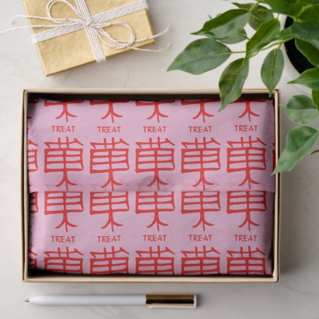 Kanji Treat papel de tejido rosa rojo (Regalo )