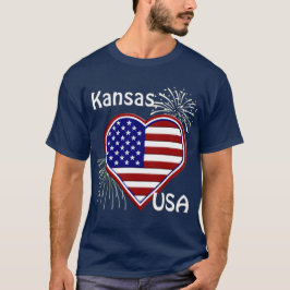 Kansas, 4 de julio, fuegos artificiales camiseta d