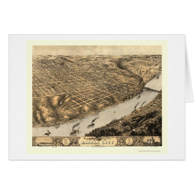 Kansas City, mapa panorámico del MES - 1869 (Anverso (Horizontal))