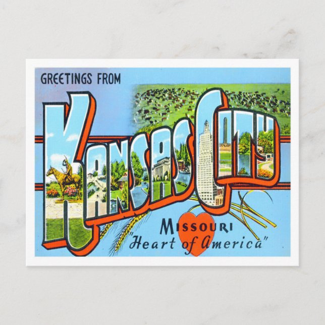 Kansas City, Missouri, postal de las grandes letra (Anverso)