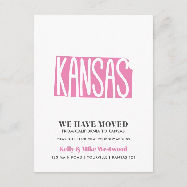 KANSAS Hemos movido nueva dirección Nueva postal r (Anverso)