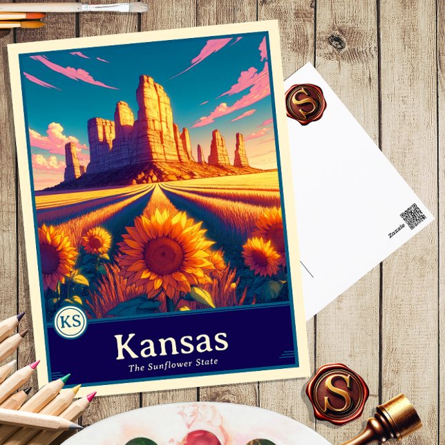 Kansas | Postal de estilo anime con sombreado cel (Subido por el creador)