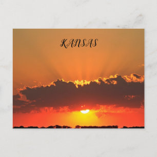 Kansas Sunset con la tarjeta postal de nubes y ray