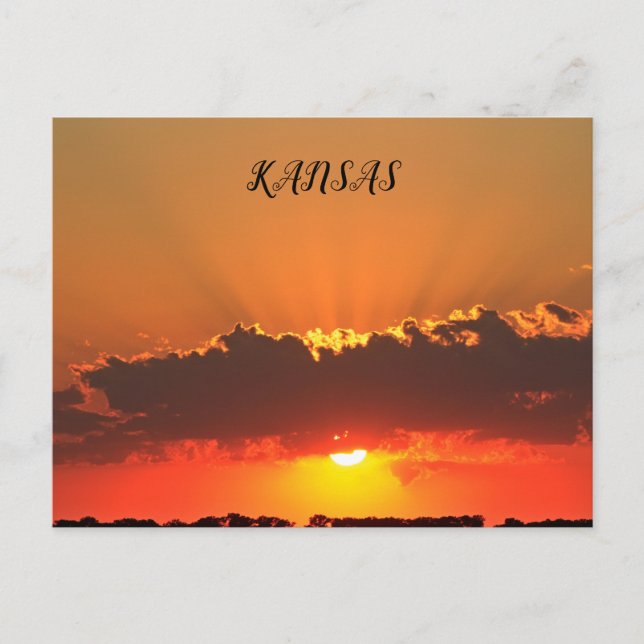 Kansas Sunset con la tarjeta postal de nubes y ray (Anverso)