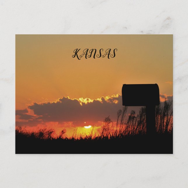 Kansas Sunset con la tarjeta postal de nubes y ray (Anverso)