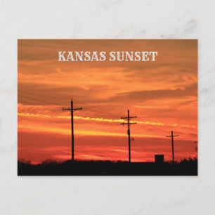 Kansas Sunset con líneas de alimentación Tarjeta P