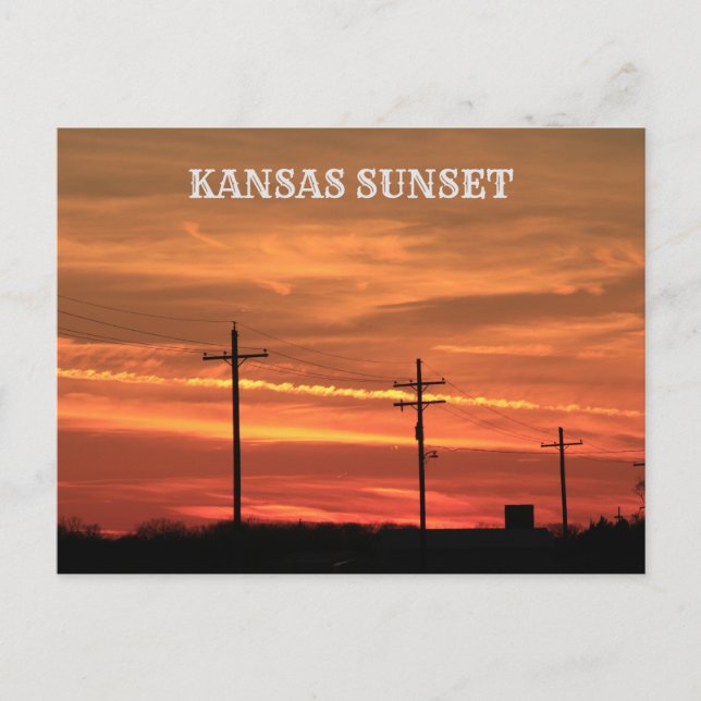 Kansas Sunset con líneas de alimentación Tarjeta P (Anverso)