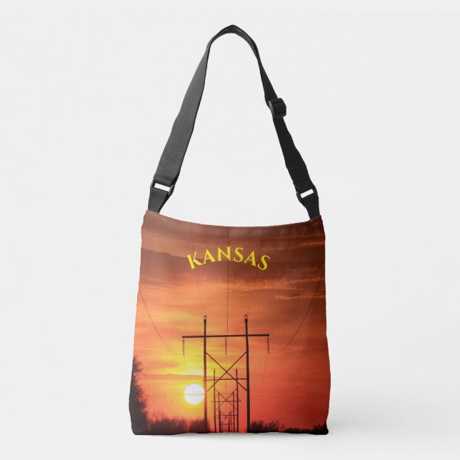 Kansas Sunset con líneas eléctricas Bolsa de compr (Anverso)