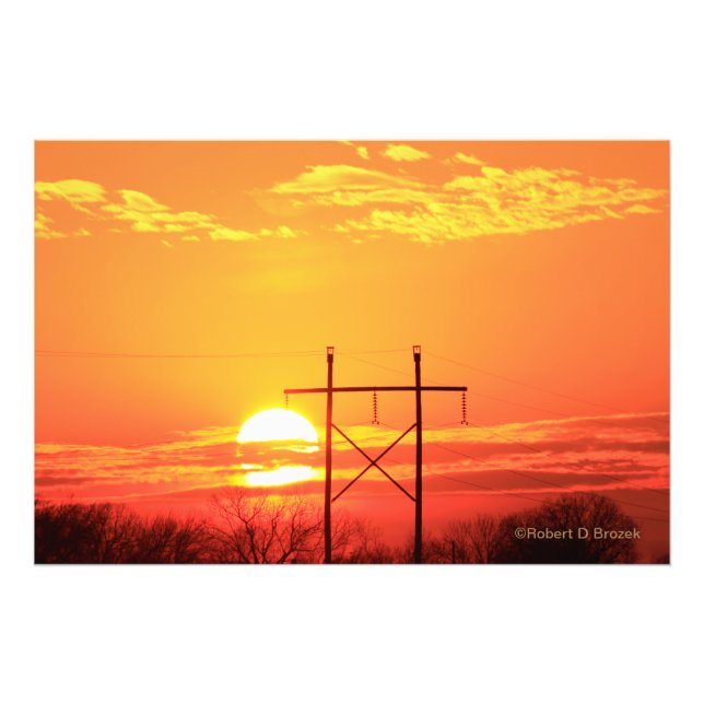 Kansas Sunset con líneas eléctricas Foto Ampliació (Frente)
