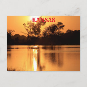 Kansas Sunset con tarjeta postal de reflexión sobr