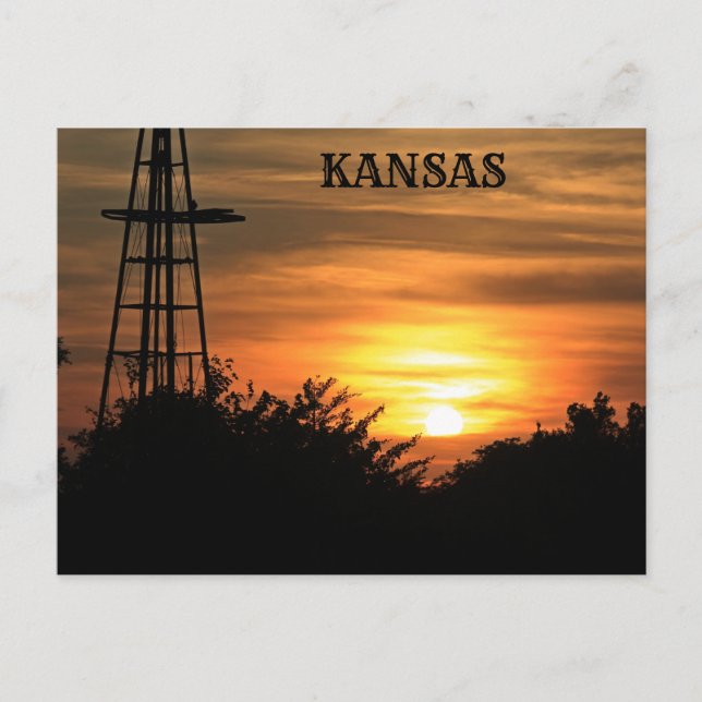 Kansas Sunset con tarjeta postal de silueta de vie (Anverso)