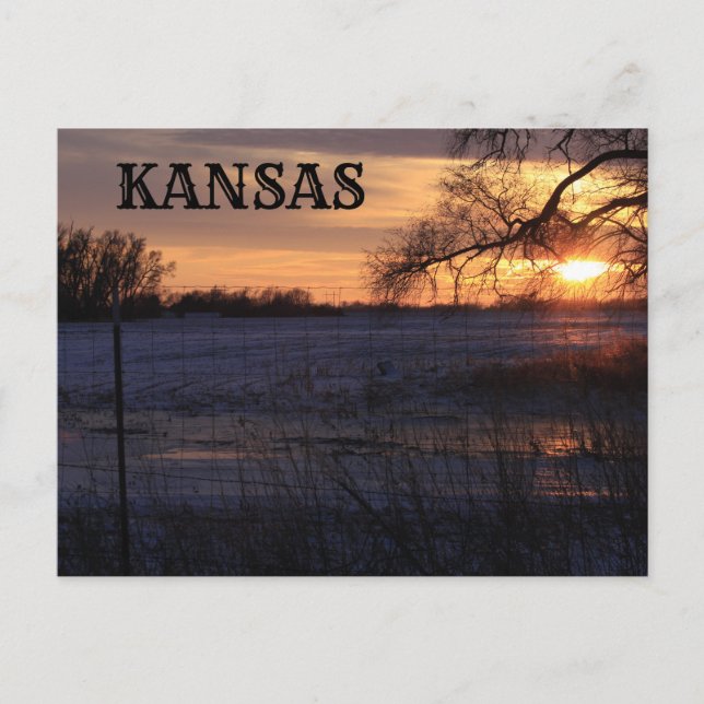Kansas Sunset con una tarjeta postal de silueta de (Anverso)