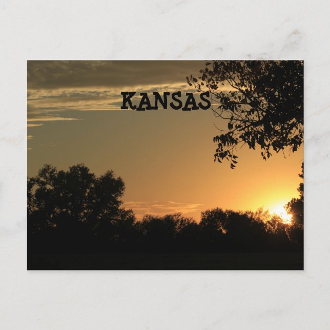 Kansas Sunset con una tarjeta postal de silueta de (Anverso)