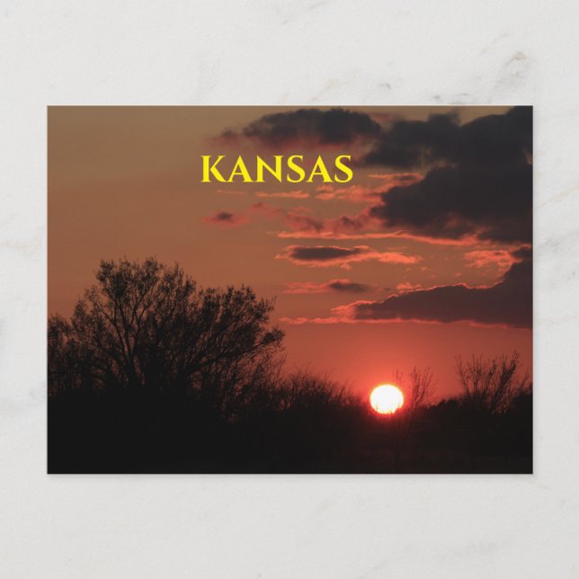Kansas Sunset con una tarjeta postal de silueta de (Anverso)