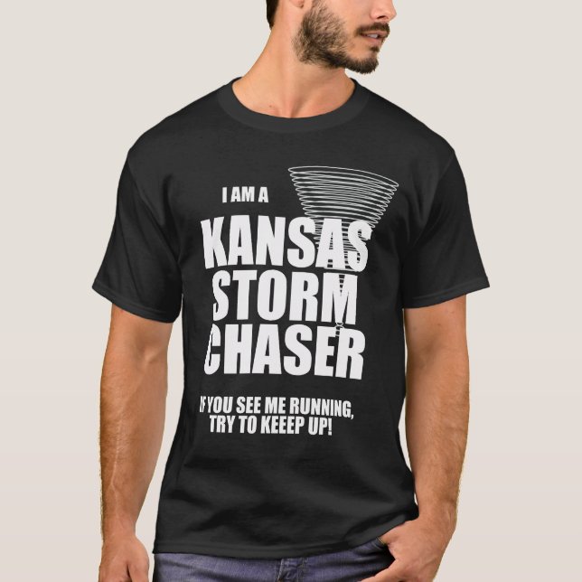 Kansas Tornado Storm Chaser Camiseta Negra (Anverso)