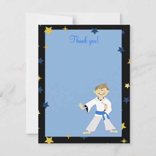 KARATE BOY Blue Belt 4x5 Flat Gracias nota (Anverso)