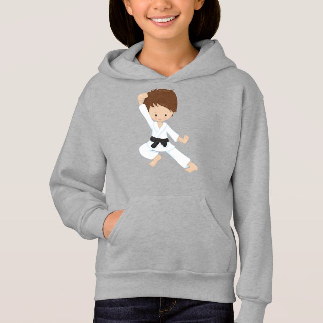 Karate Boy, Cute Boy, Black Belt, Brown Hair (Anverso)
